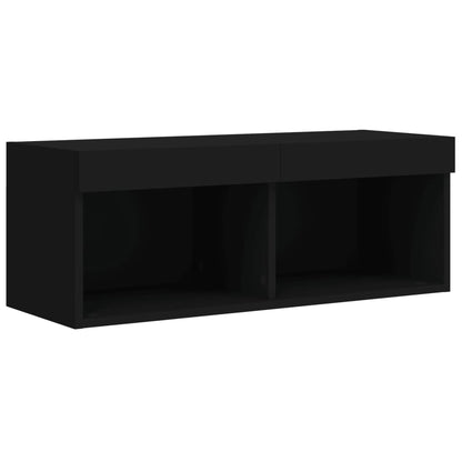 vidaXL 4-tlg. Wohnwand mit LED-Beleuchtung Schwarz Holzwerkstoff