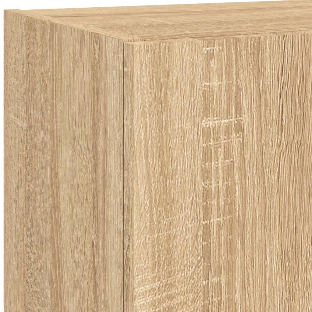 vidaXL 4-tlg. Wohnwand mit LED-Beleuchtung Sonoma-Eiche Holzwerkstoff