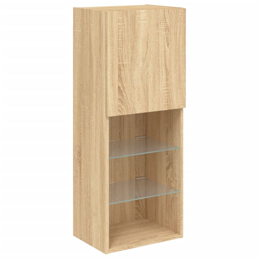 vidaXL 4-tlg. Wohnwand mit LED-Beleuchtung Sonoma-Eiche Holzwerkstoff