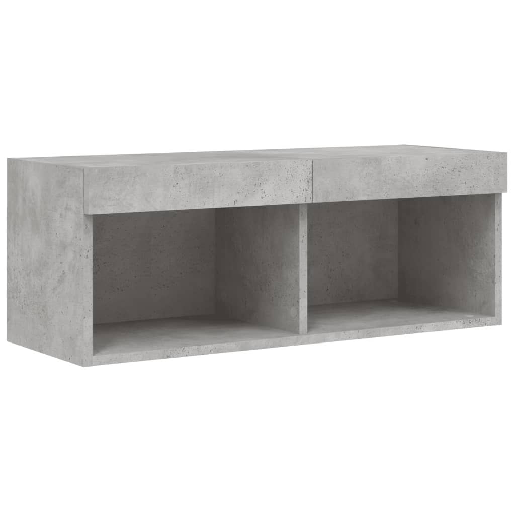 vidaXL 4-tlg. Wohnwand mit LED-Beleuchtung Betongrau Holzwerkstoff