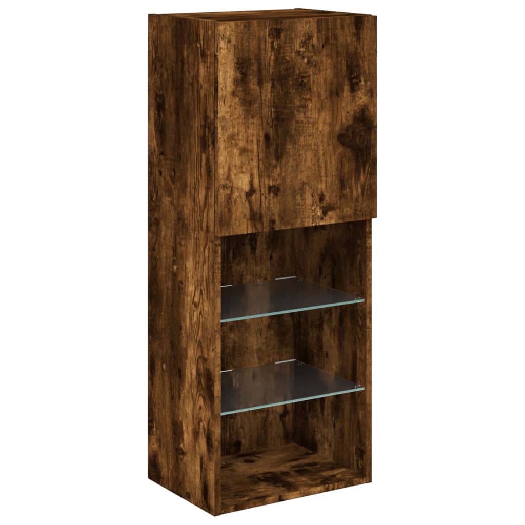 vidaXL 4-tlg. Wohnwand mit LED-Beleuchtung Räuchereiche Holzwerkstoff