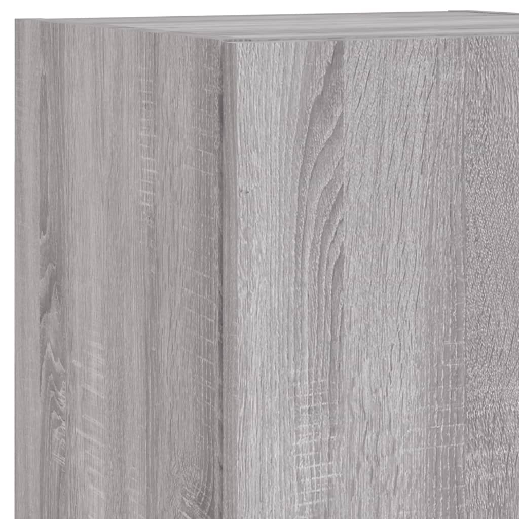 vidaXL 4-tlg. Wohnwand mit LED-Beleuchtung Grau Sonoma Holzwerkstoff