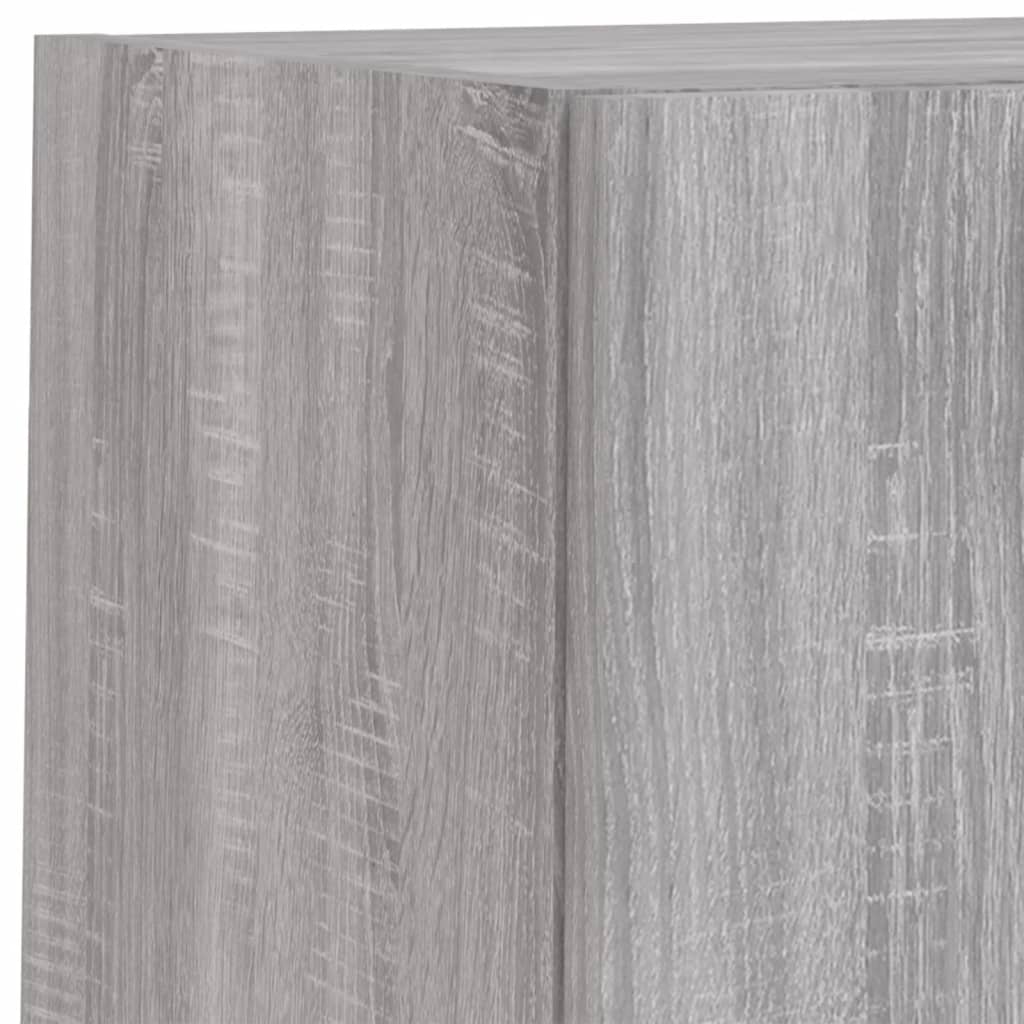 vidaXL 4-tlg. Wohnwand mit LED-Beleuchtung Grau Sonoma Holzwerkstoff