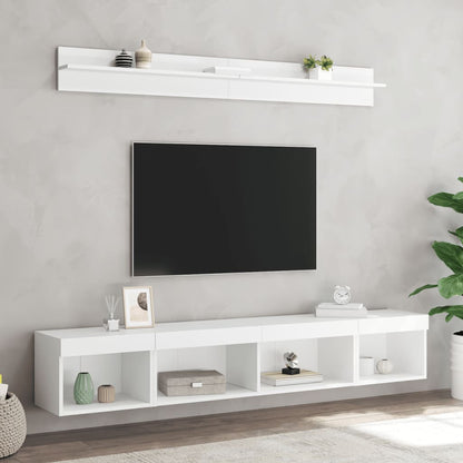 vidaXL 5-tlg. Wohnwand mit LED-Beleuchtung Weiß Holzwerkstoff