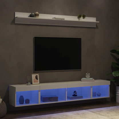 vidaXL 5-tlg. Wohnwand mit LED-Beleuchtung Weiß Holzwerkstoff