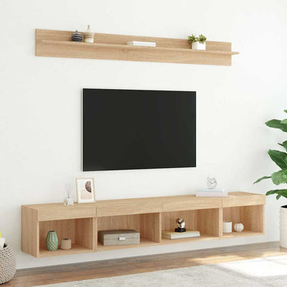 vidaXL Meuble TV mural 5 pcs avec éclairage LED Chêne Sonoma Bois d'ingénierie