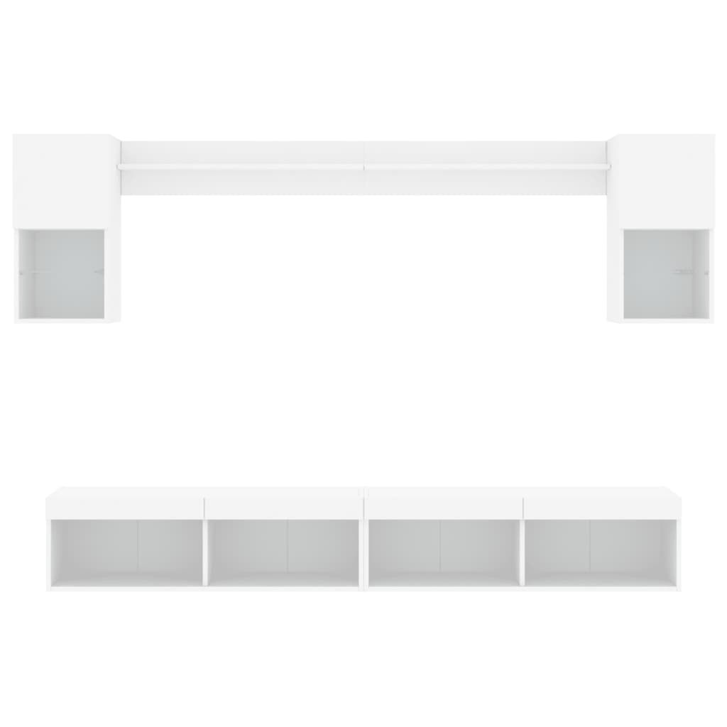 vidaXL Meuble TV avec éclairage LED 6 pcs Aggloméré blanc