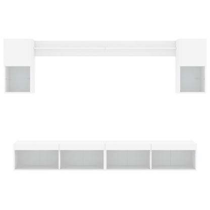 vidaXL Meuble TV avec éclairage LED 6 pcs Aggloméré blanc