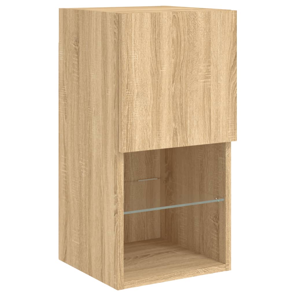 vidaXL Meuble TV mural 6 pcs avec lumières LED Chêne Sonoma Bois d'ingénierie