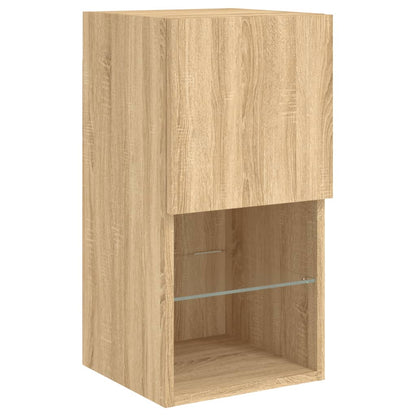 vidaXL Meuble TV mural 6 pcs avec lumières LED Chêne Sonoma Bois d'ingénierie