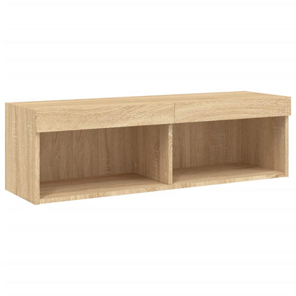 vidaXL Meuble TV mural 6 pcs avec lumières LED Chêne Sonoma Bois d'ingénierie