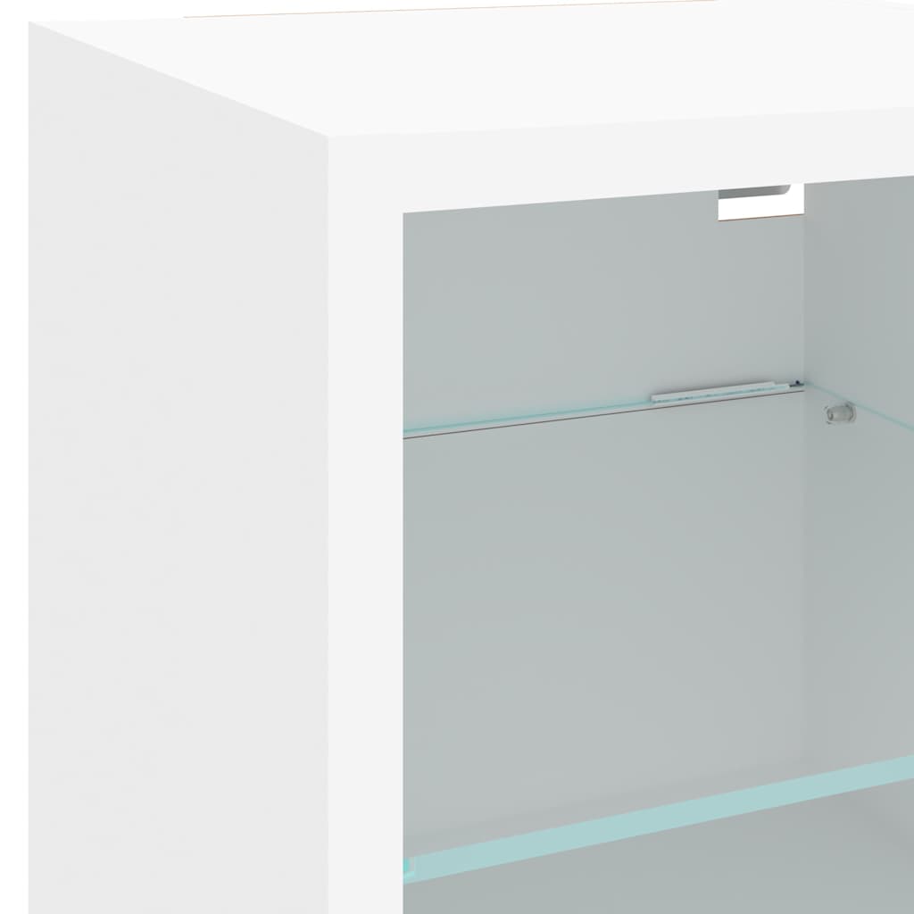 vidaXL 4-tlg. Wohnwand mit LED-Beleuchtung Weiß Holzwerkstoff