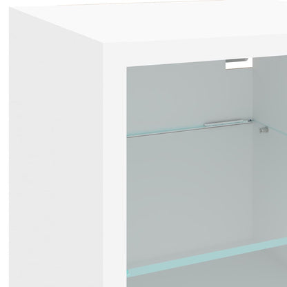 vidaXL 4-tlg. Wohnwand mit LED-Beleuchtung Weiß Holzwerkstoff