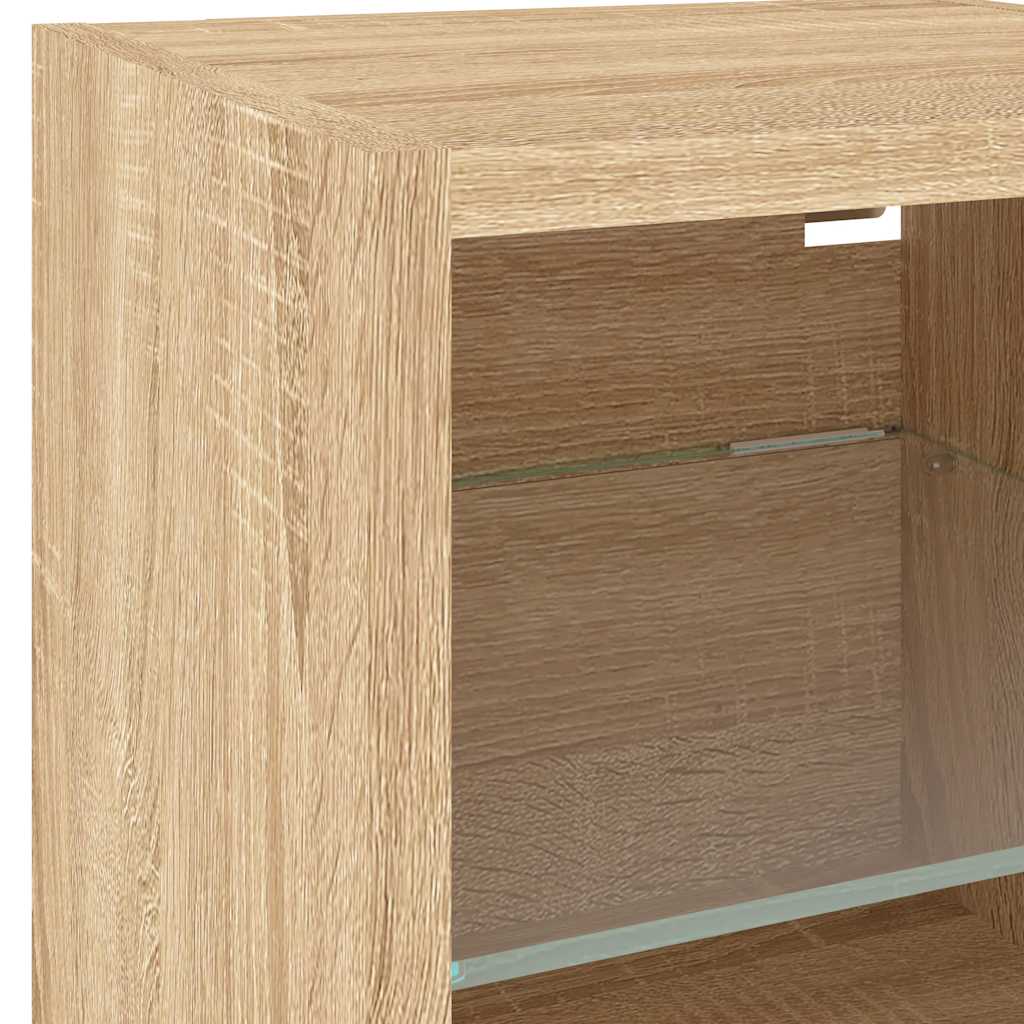 vidaXL 4-tlg. Wohnwand mit LED-Beleuchtung Sonoma-Eiche Holzwerkstoff
