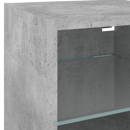 vidaXL 4-tlg. Wohnwand mit LED-Beleuchtung Betongrau Holzwerkstoff