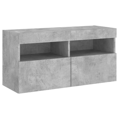 vidaXL 4-tlg. Wohnwand mit LED-Beleuchtung Betongrau Holzwerkstoff