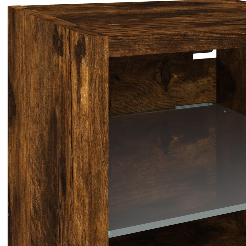vidaXL 4-tlg. Wohnwand mit LED-Beleuchtung Räuchereiche Holzwerkstoff