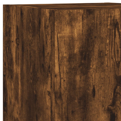 vidaXL 4-tlg. Wohnwand mit LED-Beleuchtung Räuchereiche Holzwerkstoff
