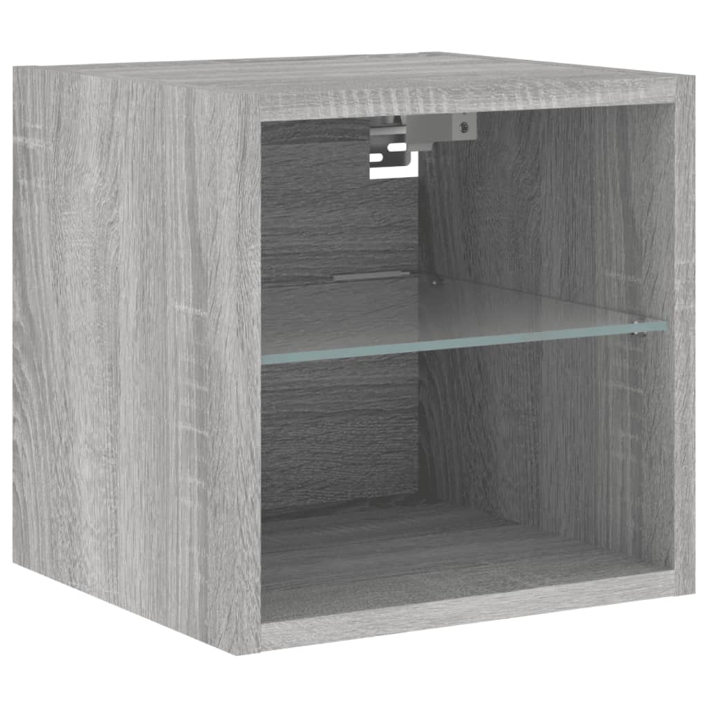 vidaXL 4-tlg. Wohnwand mit LED-Beleuchtung Grau Sonoma Holzwerkstoff