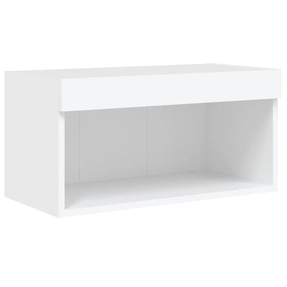 vidaXL 5-tlg. Wohnwand mit LED-Beleuchtung Weiß Holzwerkstoff