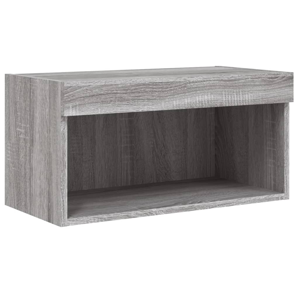vidaXL 5-tlg. Wohnwand mit LED-Beleuchtung Grau Sonoma Holzwerkstoff