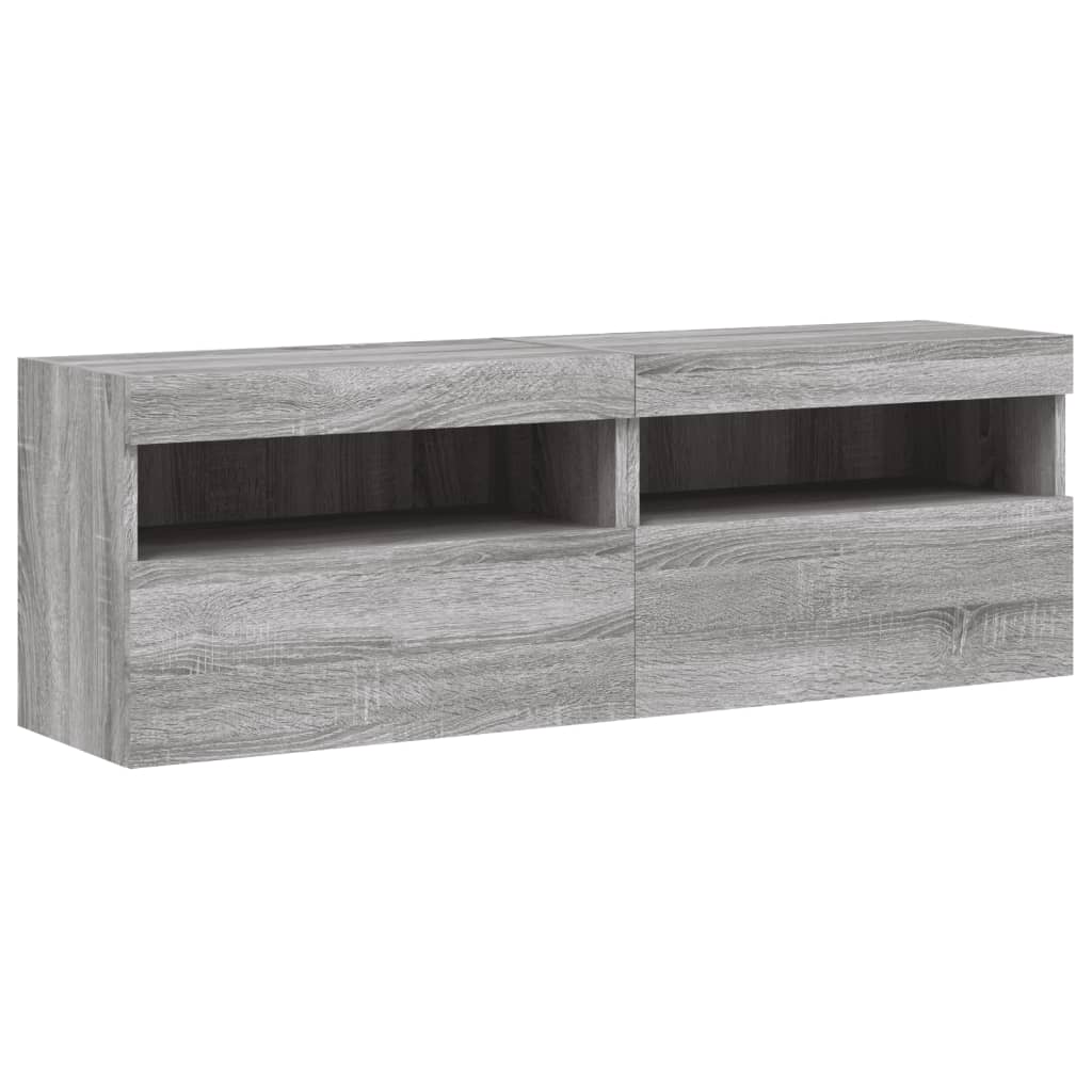 vidaXL Meuble TV mural 8 pcs avec lumières LED Gris Sonoma