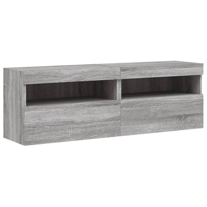 vidaXL Meuble TV mural 8 pcs avec lumières LED Gris Sonoma