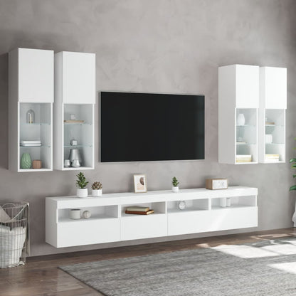 vidaXL 7-tlg. TV-Wohnwand mit LED-Leuchten Weiß