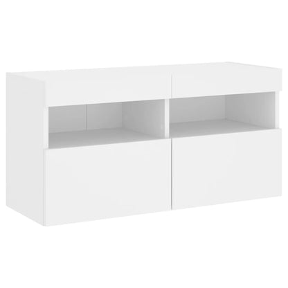 vidaXL 7-tlg. TV-Wohnwand mit LED-Leuchten Weiß