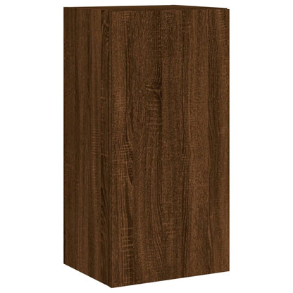 vidaXL 4-tlg. Wohnwand mit LED-Beleuchtung Braun Eiche Holzwerkstoff