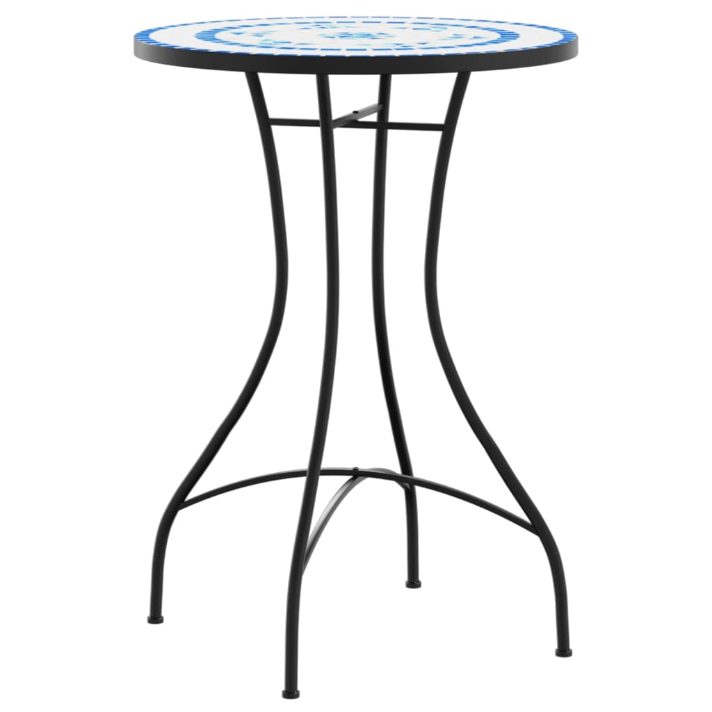 vidaXL Table de bistrot mosaïque Bleu et blanc Ø50x70 cm Céramique