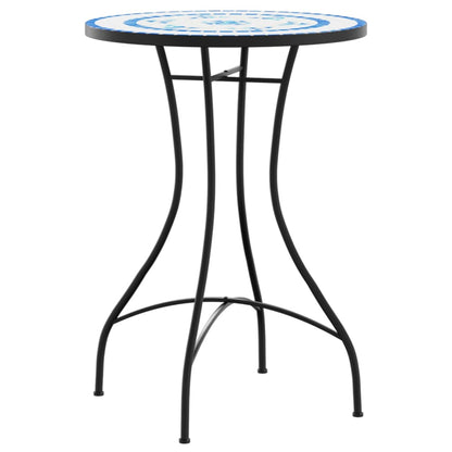 vidaXL Table de bistrot mosaïque Bleu et blanc Ø50x70 cm Céramique