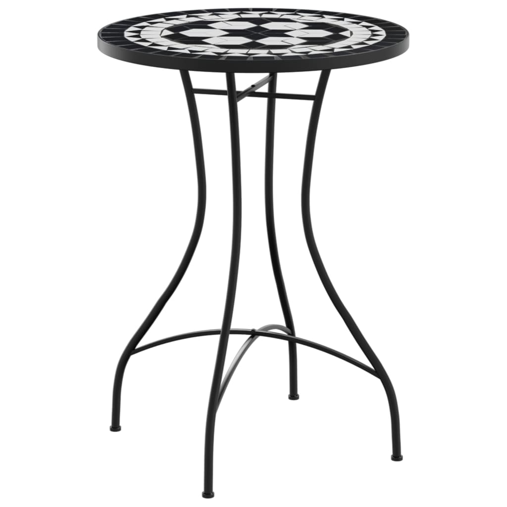 vidaXL Table de bistrot en mosaïque noir et blanc Ø 50 x 70 cm en céramique