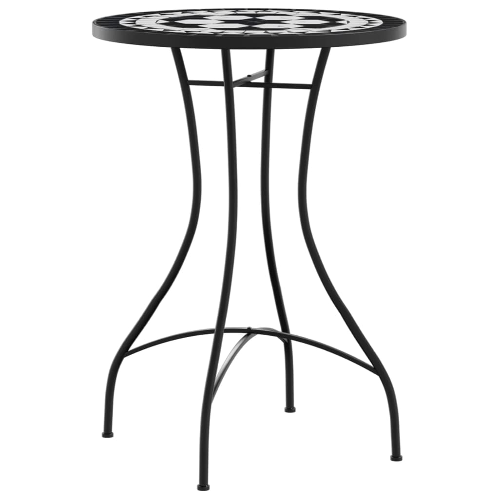 vidaXL Table de bistrot en mosaïque noir et blanc Ø 50 x 70 cm en céramique