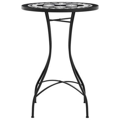 vidaXL Table de bistrot en mosaïque noir et blanc Ø 50 x 70 cm en céramique