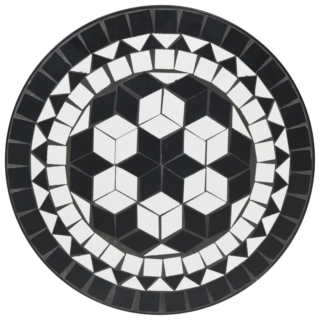 vidaXL Table de bistrot en mosaïque noir et blanc Ø 50 x 70 cm en céramique