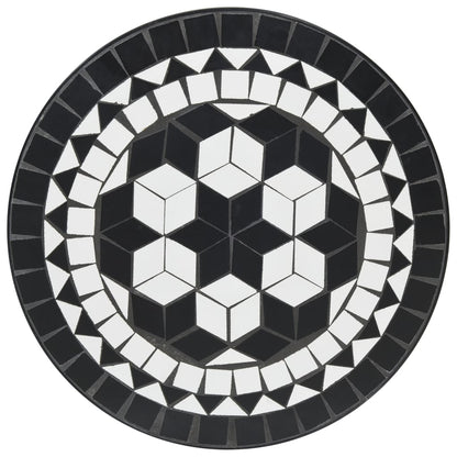 vidaXL Table de bistrot en mosaïque noir et blanc Ø 50 x 70 cm en céramique