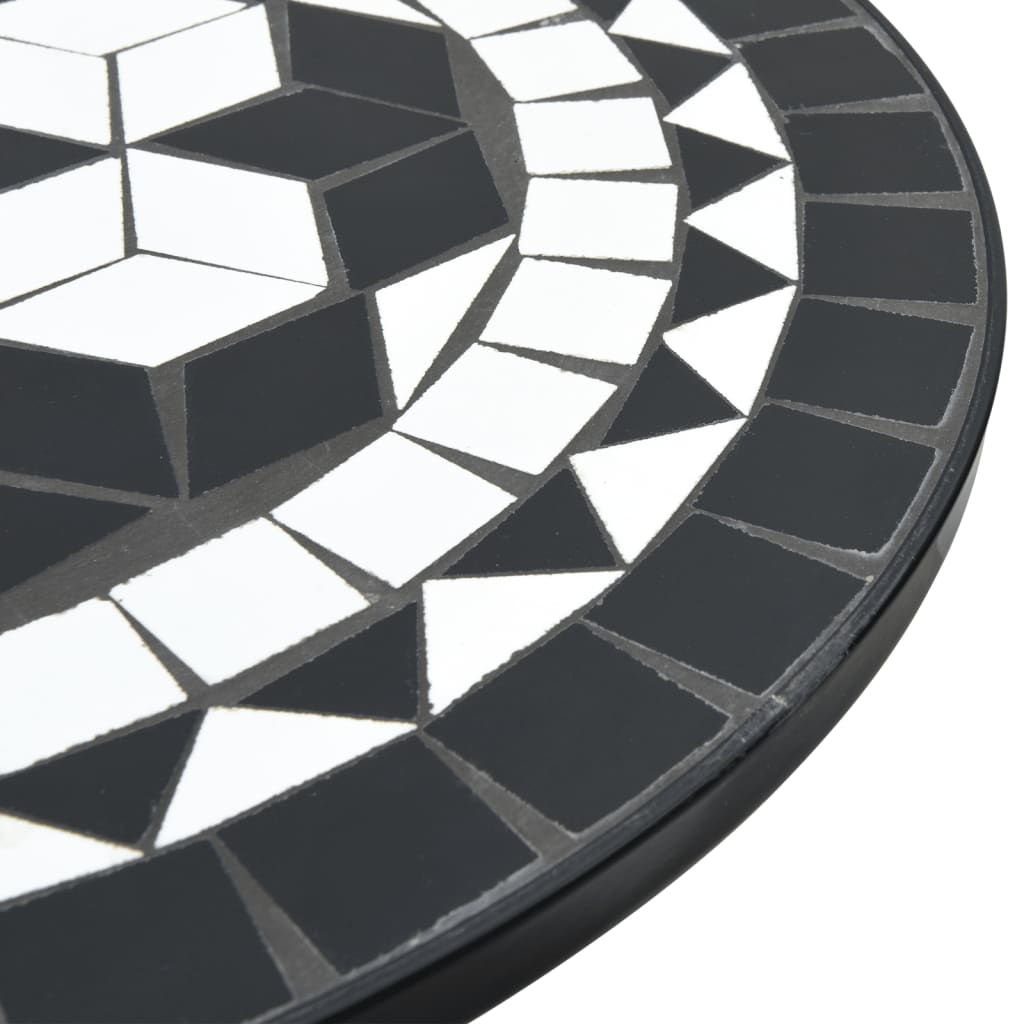 vidaXL Table de bistrot en mosaïque noir et blanc Ø 50 x 70 cm en céramique