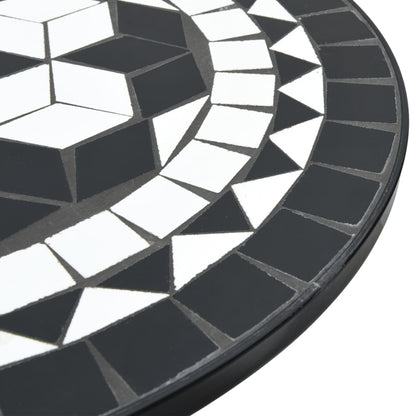 vidaXL Table de bistrot en mosaïque noir et blanc Ø 50 x 70 cm en céramique