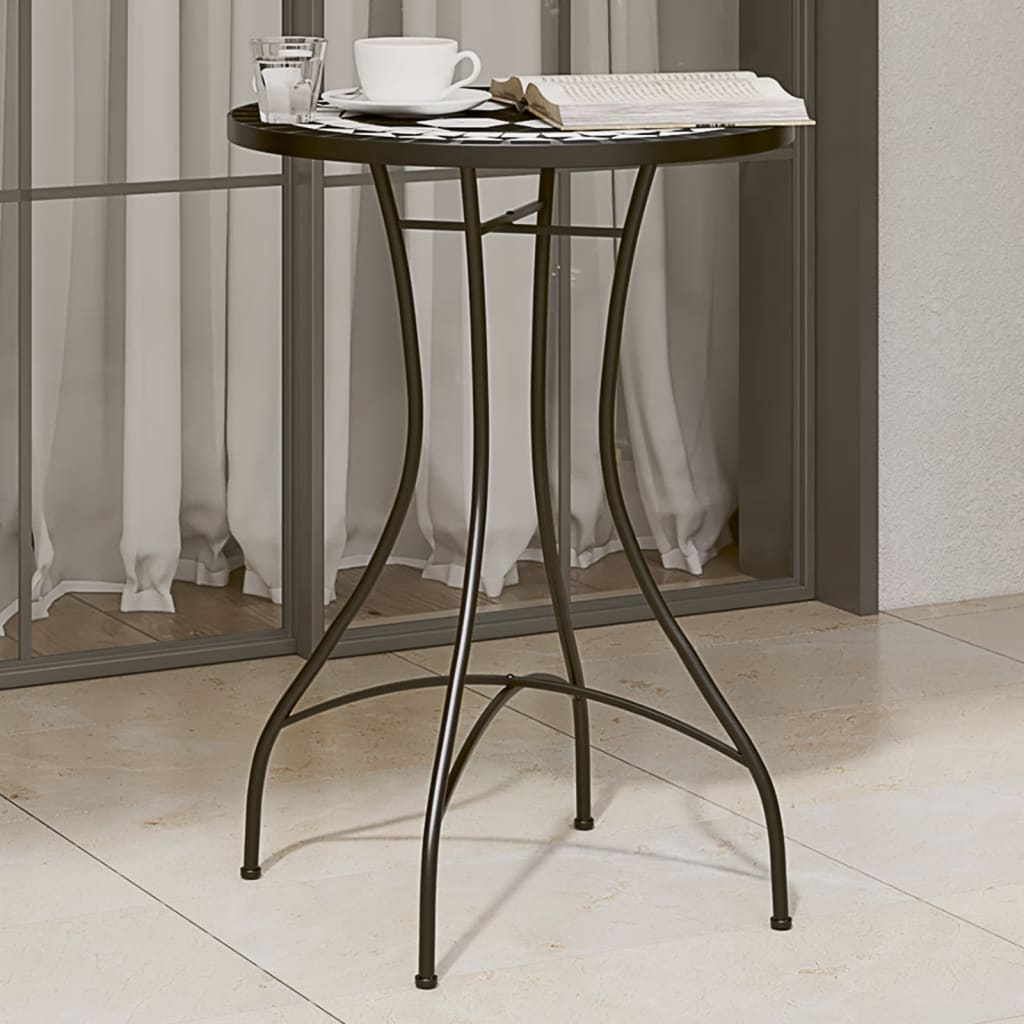 vidaXL Table de bistrot en mosaïque noir et blanc Ø 50 x 70 cm en céramique