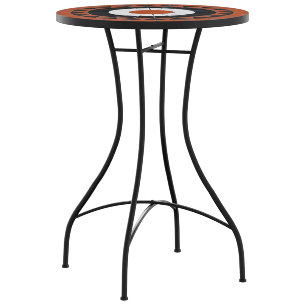 vidaXL Mosaik-Bistrotisch Terrakottarot und Weiß Ø50x70 cm Keramik