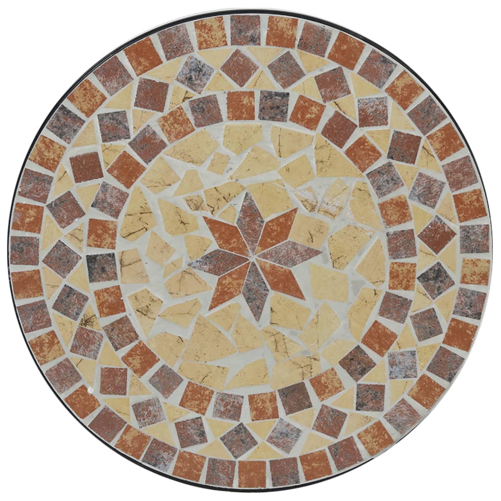 vidaXL Mosaik-Bistrotisch Terrakottarot und Weiß Ø50x70 cm Keramik