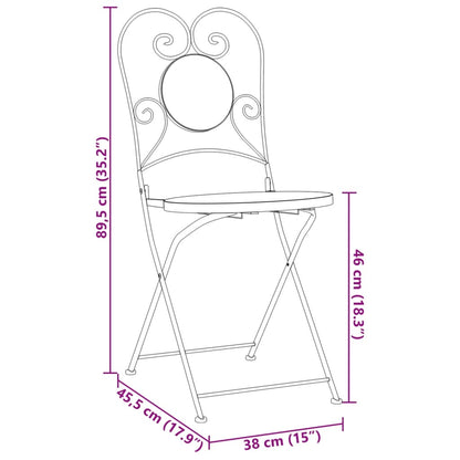 vidaXL Chaises de bistrot 2 pcs Pliables Bleu et blanc Céramique
