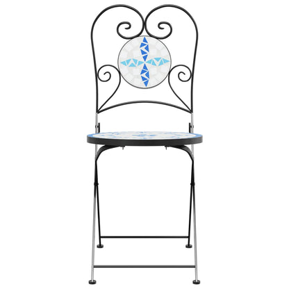 vidaXL Chaises de bistrot 2 pcs Pliables Bleu et blanc Céramique
