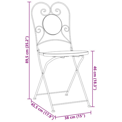 vidaXL Chaises de bistrot 2 pcs Pliantes Rouge terracotta et blanc Céramique