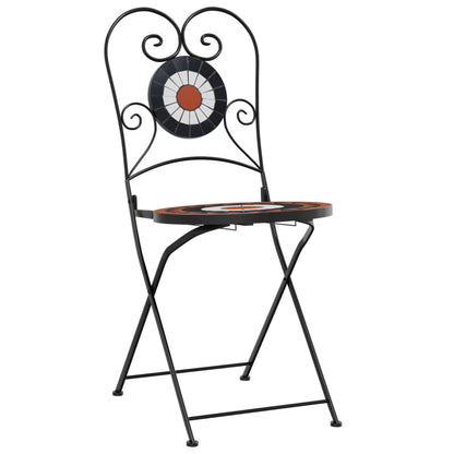 vidaXL Chaises de bistrot 2 pcs Pliantes Rouge terracotta et blanc Céramique