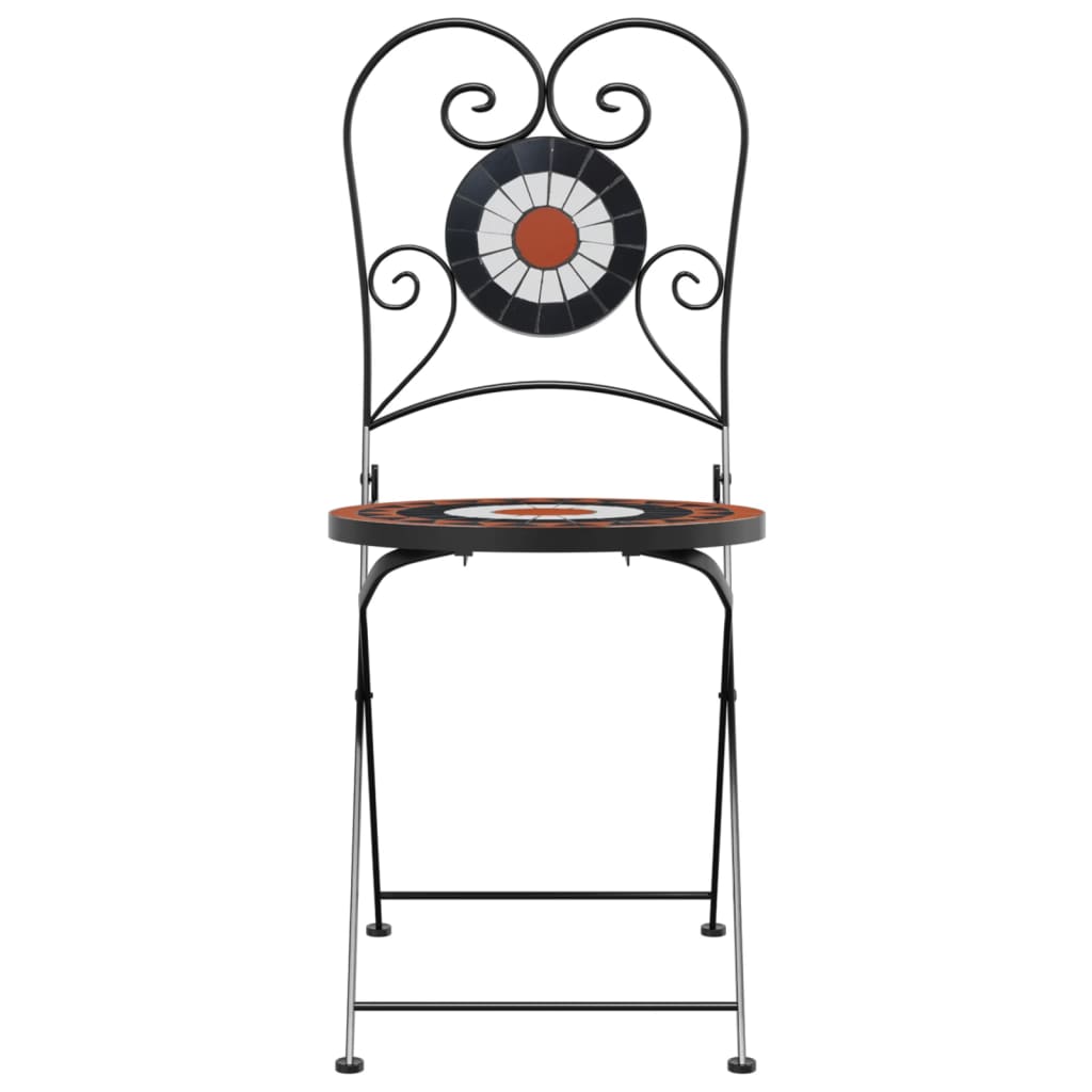 vidaXL Chaises de bistrot 2 pcs Pliantes Rouge terracotta et blanc Céramique