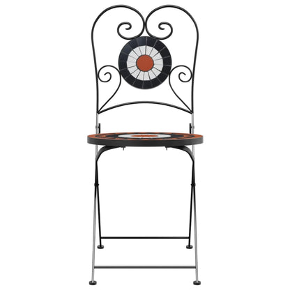 vidaXL Chaises de bistrot 2 pcs Pliantes Rouge terracotta et blanc Céramique