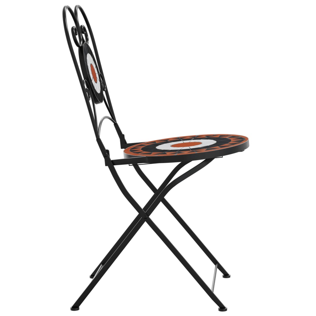 vidaXL Chaises de bistrot 2 pcs Pliantes Rouge terracotta et blanc Céramique