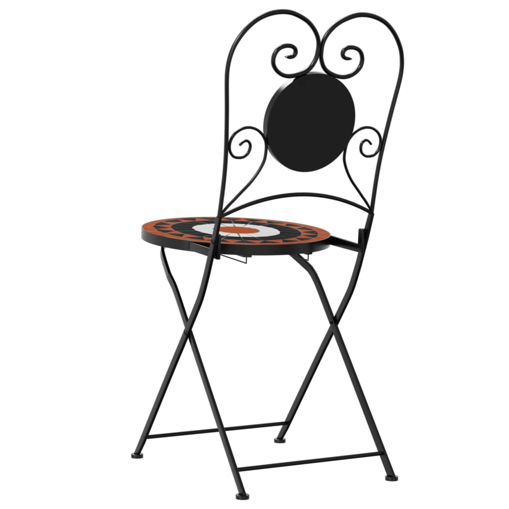 vidaXL Chaises de bistrot 2 pcs Pliantes Rouge terracotta et blanc Céramique